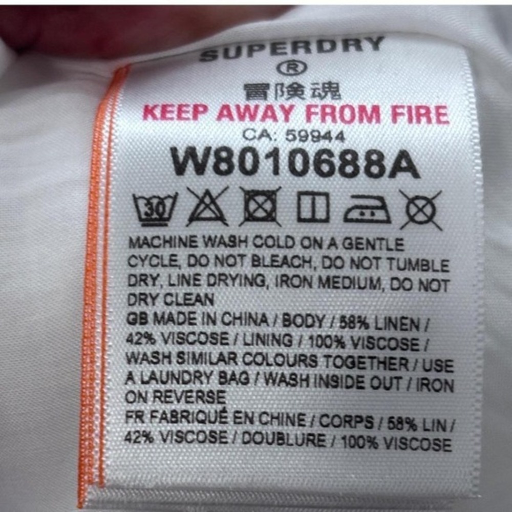 Superdry Linen‎ Blend White Drop Waist Dress Sleeveless Minimalist Resort 8 NWT - Picture 7 of 8